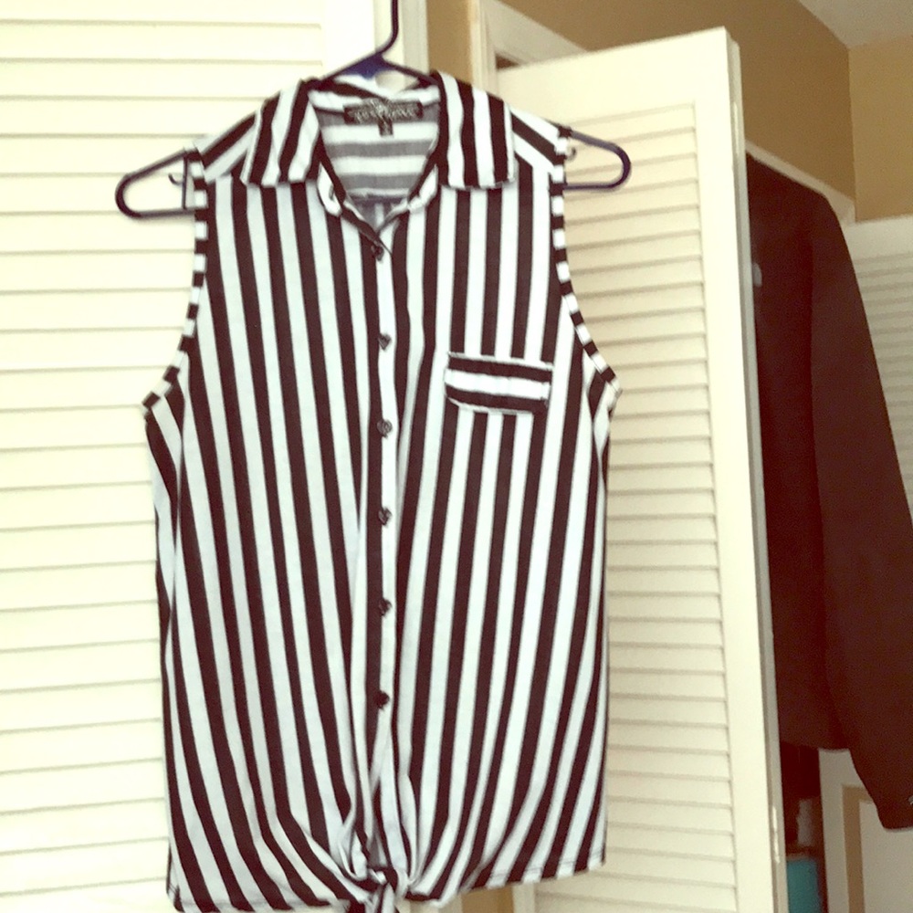 Striped button down top